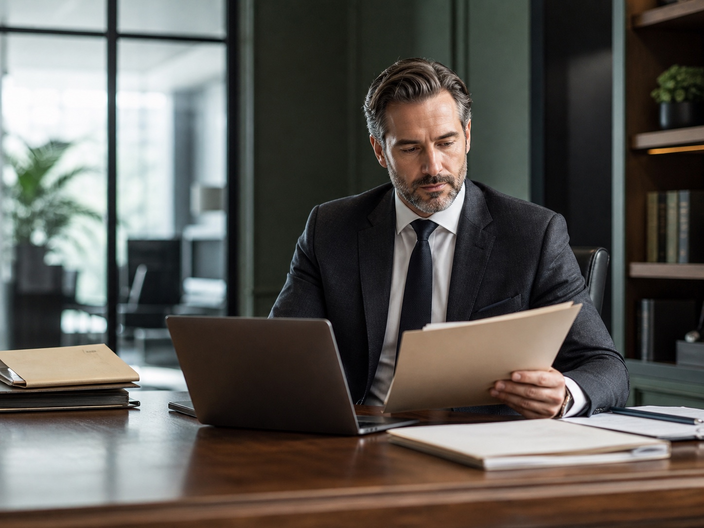 Attorney preparing for a client consultation