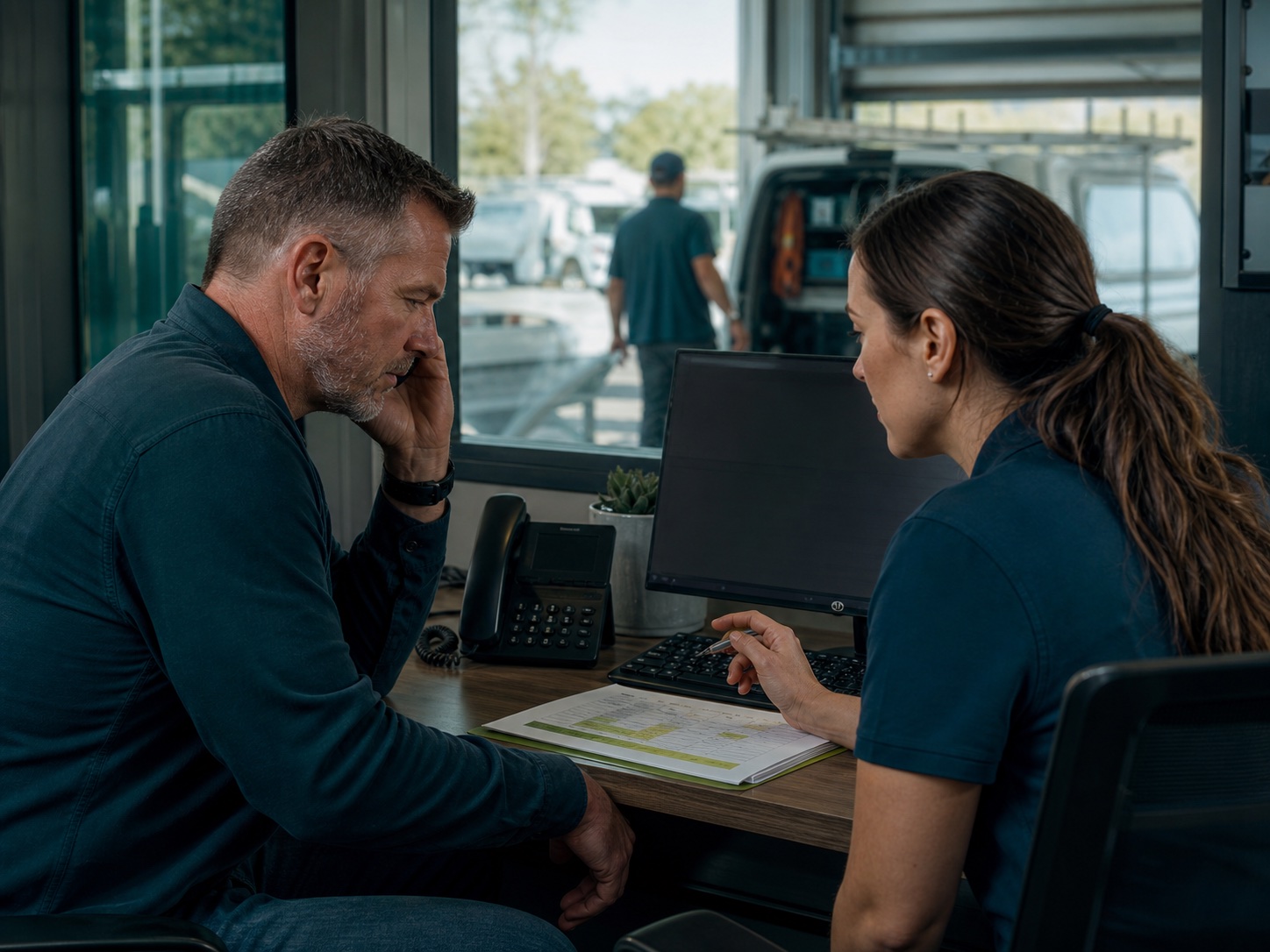 Operations team reviewing a voice receptionist workflow